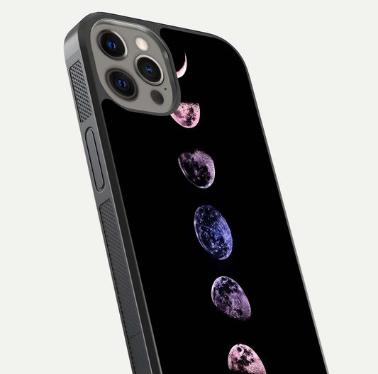 Crimson All Planets Glass Case for iPhone 12 Pro Max close-up highlighting planet details and reflection polish