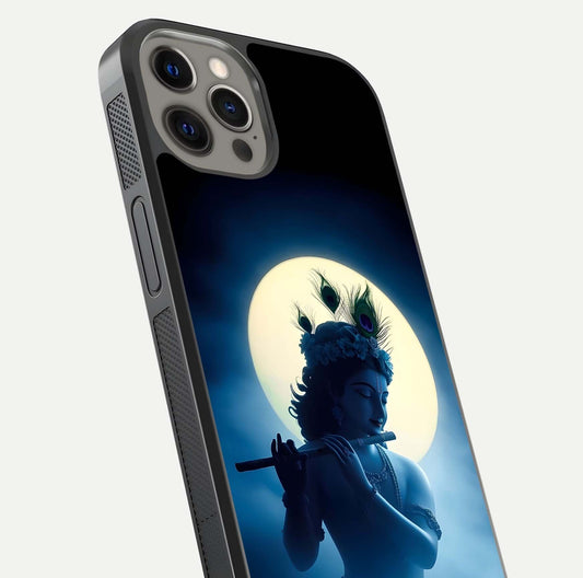 Divine Moon Flute Glass Case for iPhone 12 Pro Max close-up highlighting flute detail and reflection shine