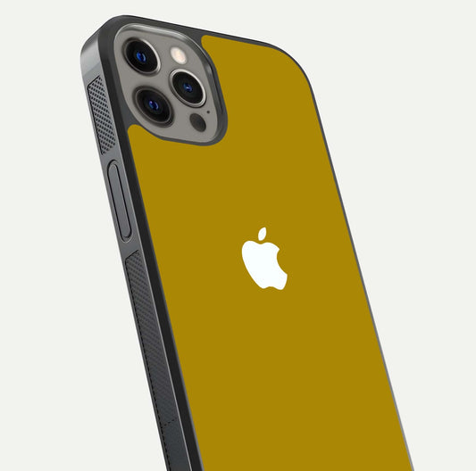 Golden Luxe Aura Glass Case for iPhone 12 Pro Max close-up angled shot showing metallic shine and light reflection