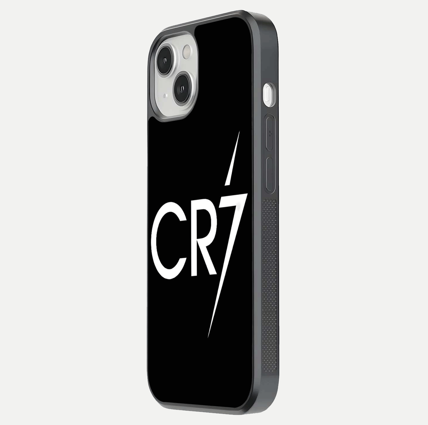 CR7 Elite Strike Glass Case for iPhone 13 side-angle image showing polished edges and vibrant design