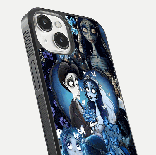 Butterfly Ghost Soul Glass Case for iPhone 13 Mini close-up shot showing ethereal wing patterns and reflection