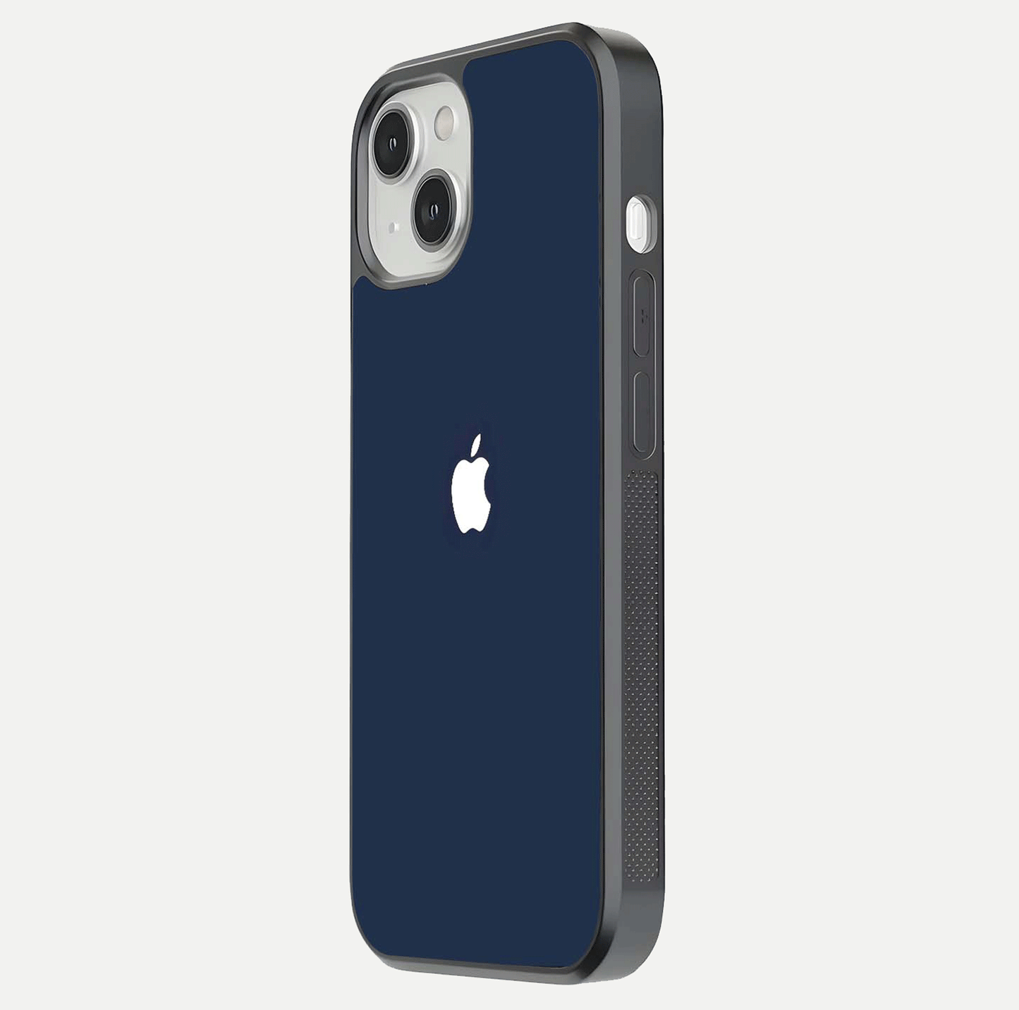 Minimal Apple Night Glass Case for iPhone 13 Mini side-angle image showing sleek reflection and clean gloss