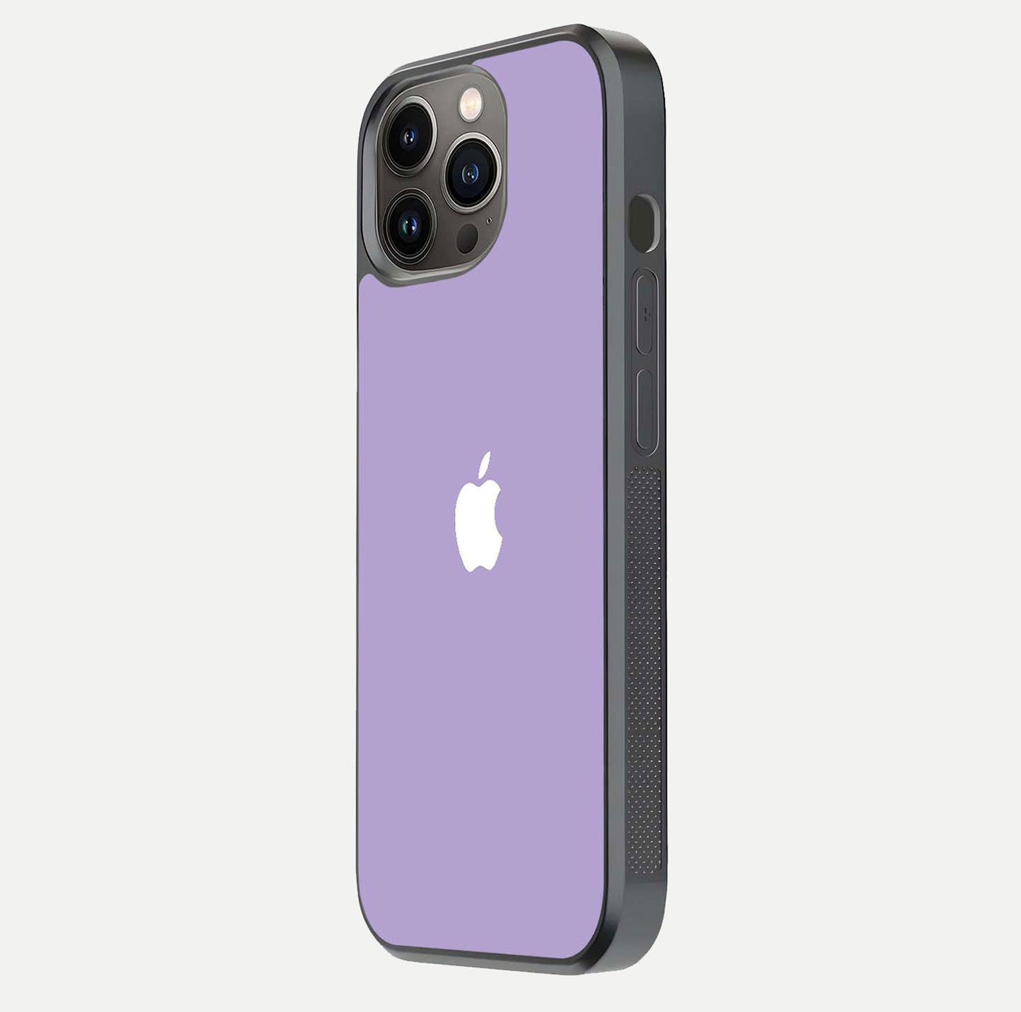 Lavender Soft Minimal Glass Case for iPhone 13 Pro side-angle image showing smooth reflection and minimal look