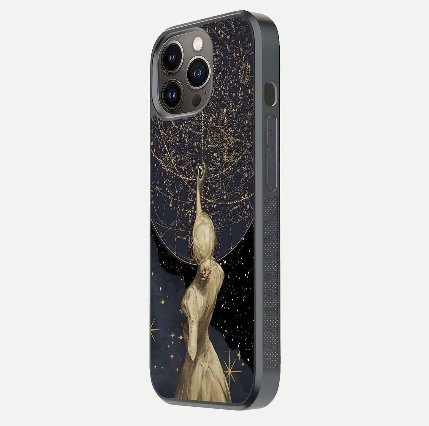Taylor Swift Girl Glass Case for iPhone 13 Pro side-angle image showing glossy surface and color tone