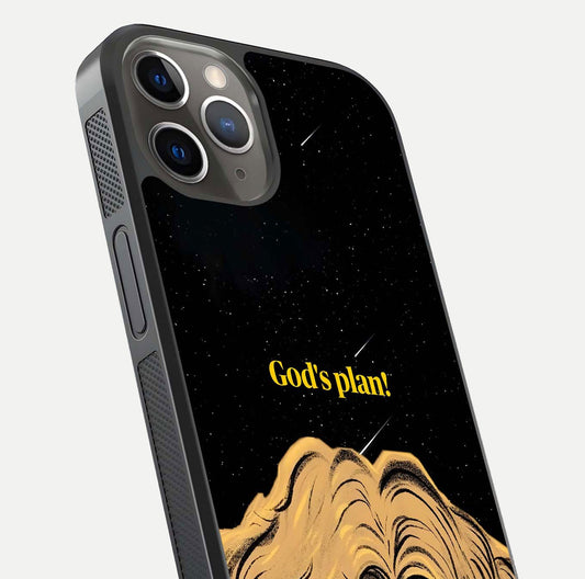 Celestial God’s Plan Glass Case for iPhone 13 Pro close-up angled shot highlighting celestial details and reflection