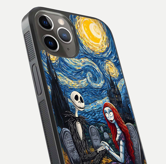Eternal Night Love Glass Case for iPhone 13 Pro close-up highlighting stars and reflection glow