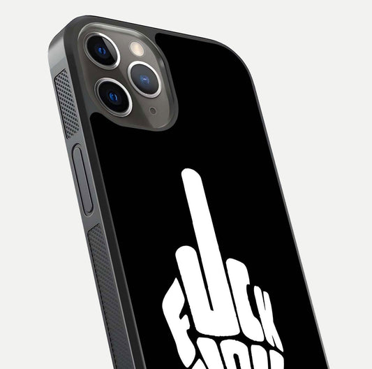 Rebel Mode On Glass Case for iPhone 13 Pro close-up angled shot highlighting reflective text and sharp design