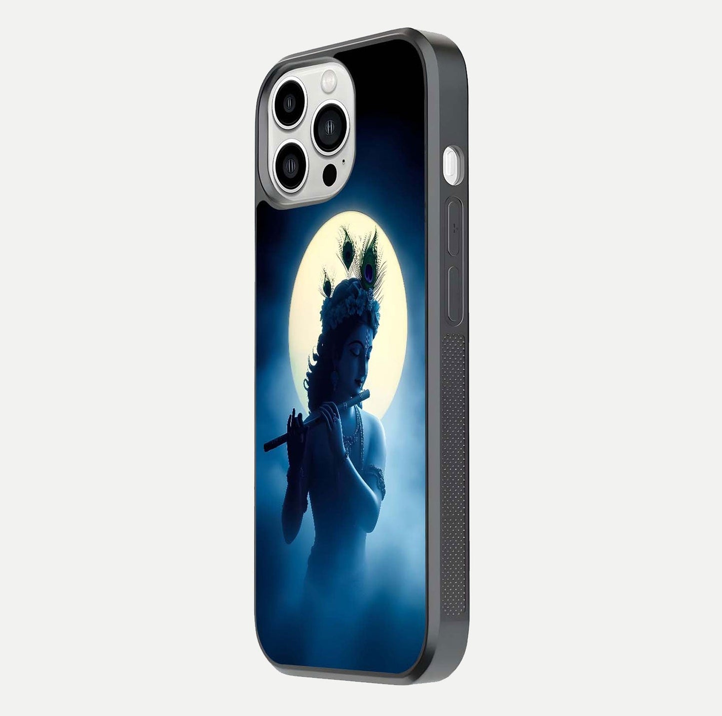 Divine Moon Flute Glass Case for iPhone 13 Pro Max side-angle image capturing reflection depth and soft color