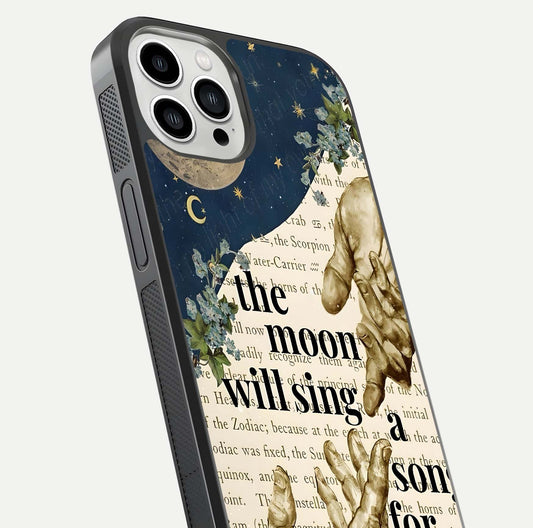 Aesthetic Divine Glass Case for iPhone 13 Pro Max close-up angled shot showing detailed divine artwork and gloss reflection