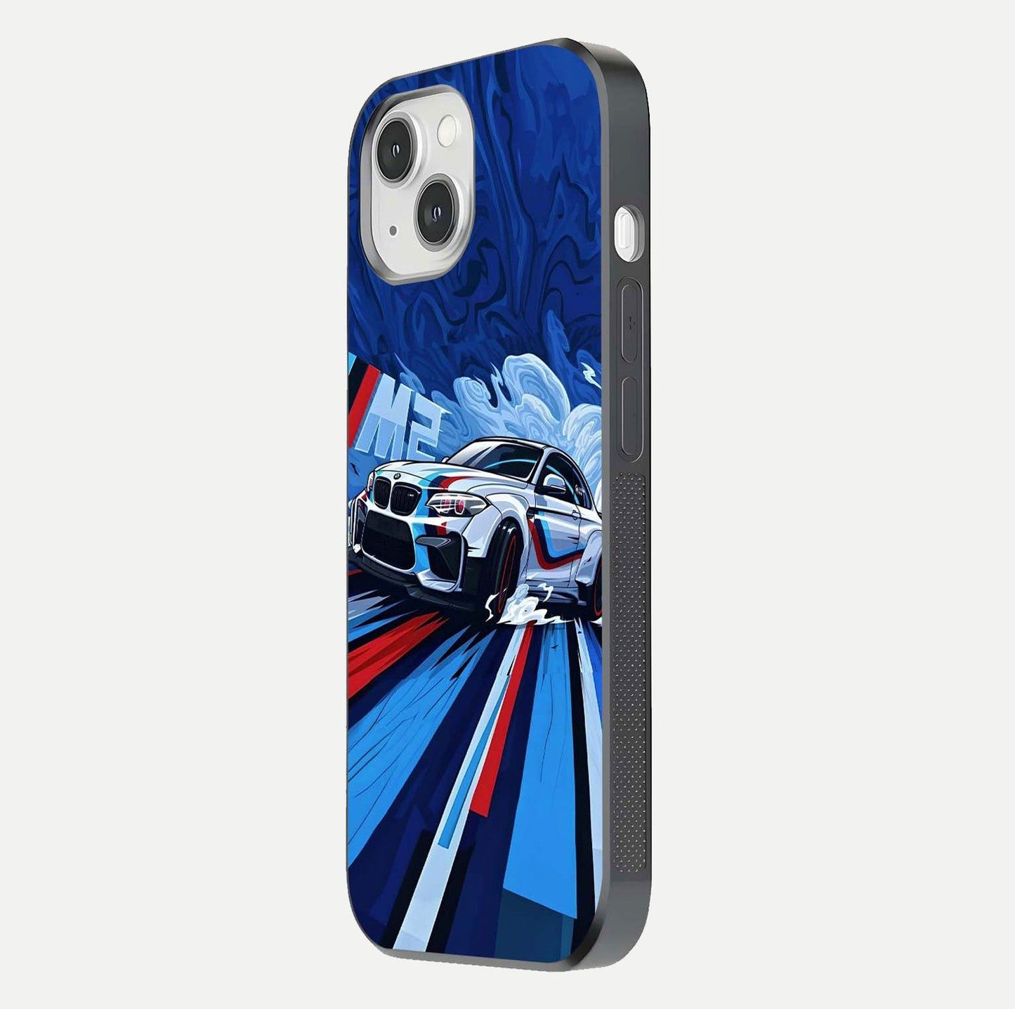Drift Power Rush Glass Case for iPhone 14 side-angle image capturing reflection glow and smooth curve