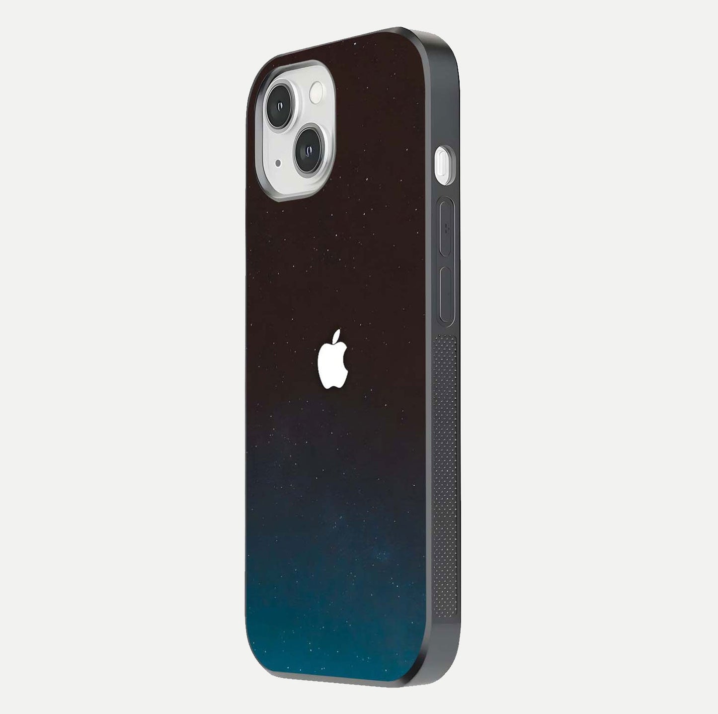 Green Emerald Apple Logo Glass Case for iPhone 14 side-angle image showing reflection polish and rich emerald hue