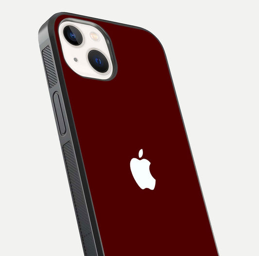 Apple Crimson Core Glass Case for iPhone 14 close-up angle showing deep crimson tone and HD glass reflection