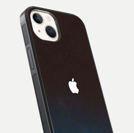 Green Emerald Apple Logo Glass Case for iPhone 14 close-up angled shot showing color depth and reflection clarity
