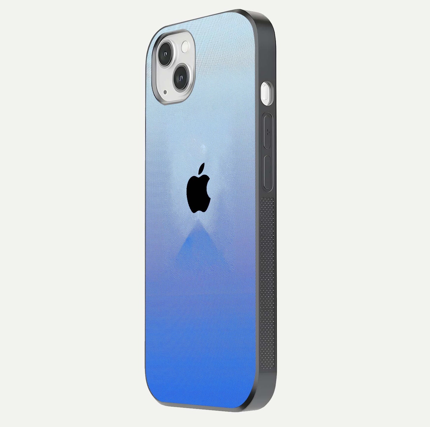 Gradient Apple Vibe Glass Case for iPhone 14 Plus side-angle image showing reflection glow and elegant surface