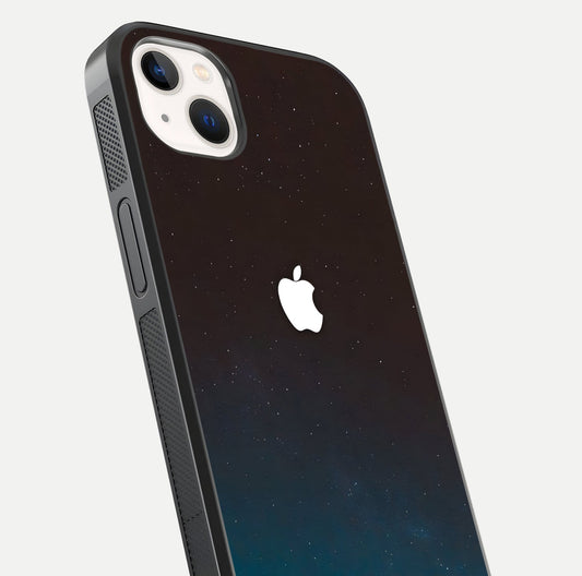 Green Emerald Apple Logo Glass Case for iPhone 14 Plus close-up angled shot showing color depth and reflection clarity