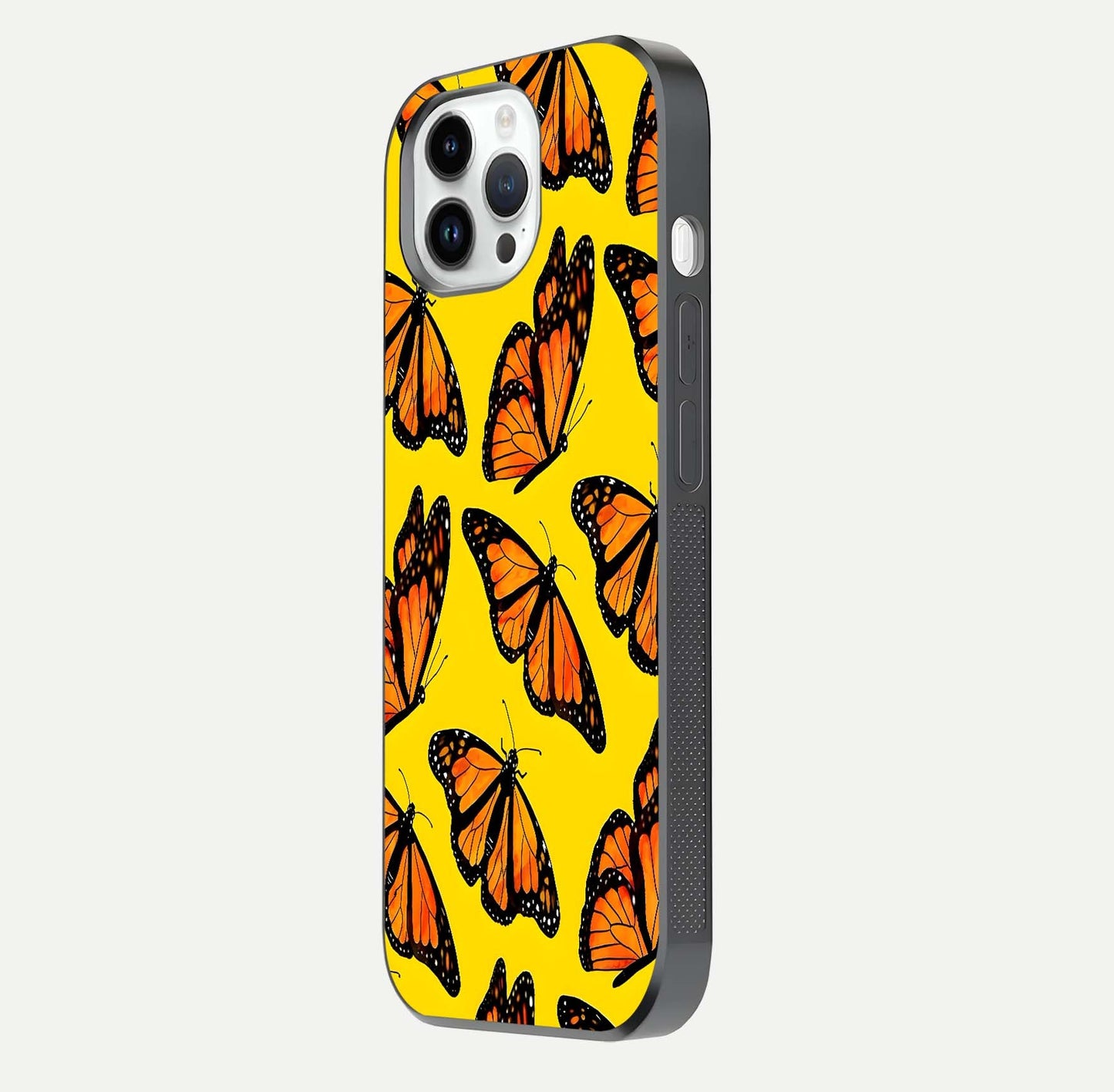 Golden Wing Flight Glass Case for iPhone 14 Pro side-angle image showing polished surface and golden gradient