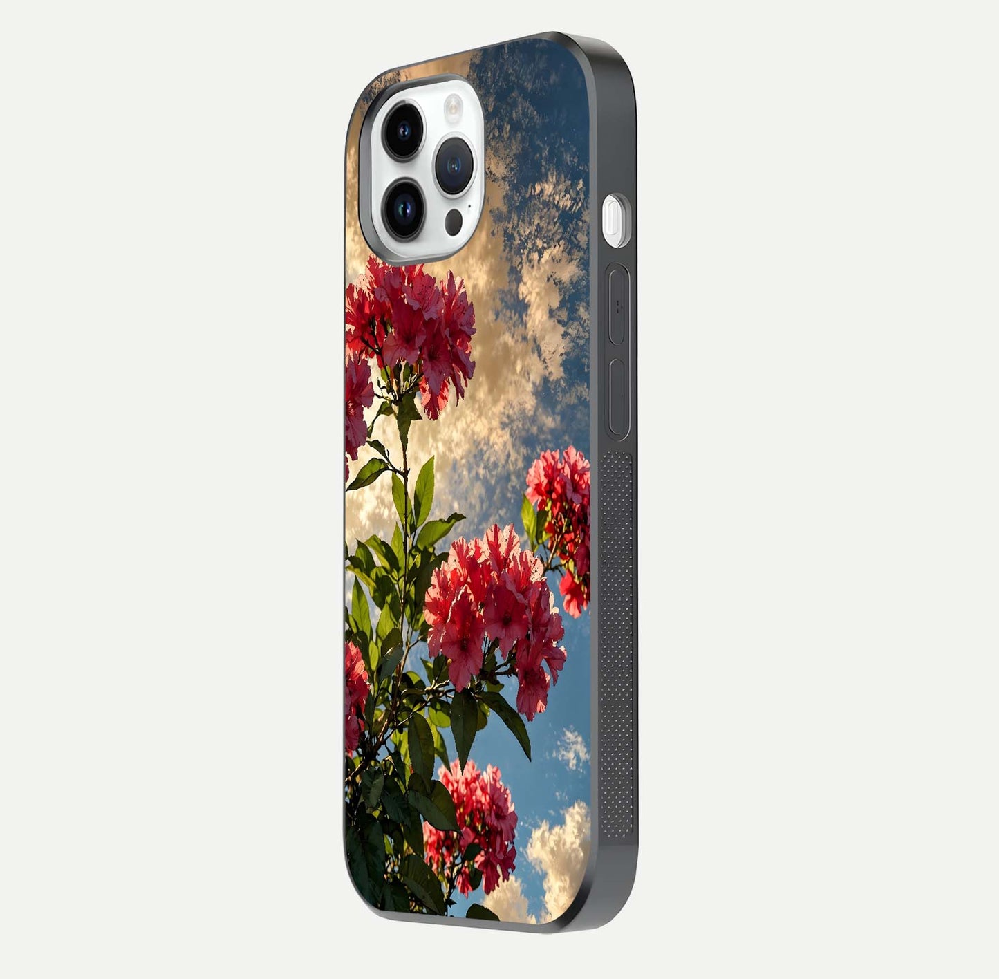 Red Bloom Skies Glass Case For iPhone 14 Pro