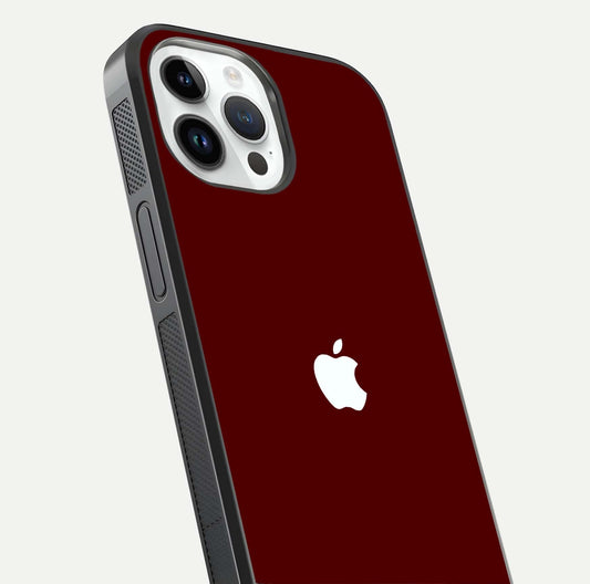 Apple Crimson Core Glass Case for iPhone 14 Pro close-up angle showing deep crimson tone and HD glass reflection