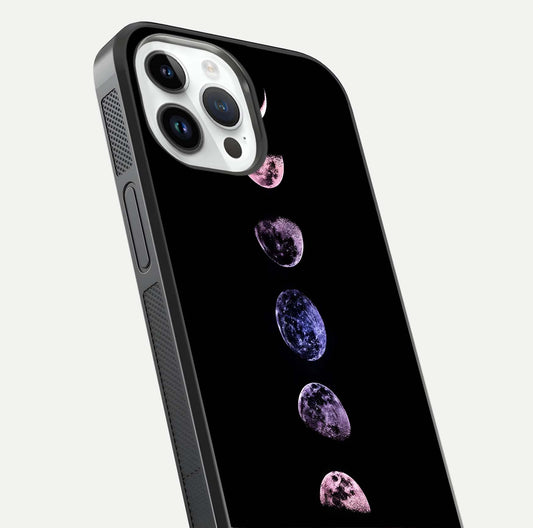 Crimson All Planets Glass Case for iPhone 14 Pro close-up highlighting planet details and reflection polish