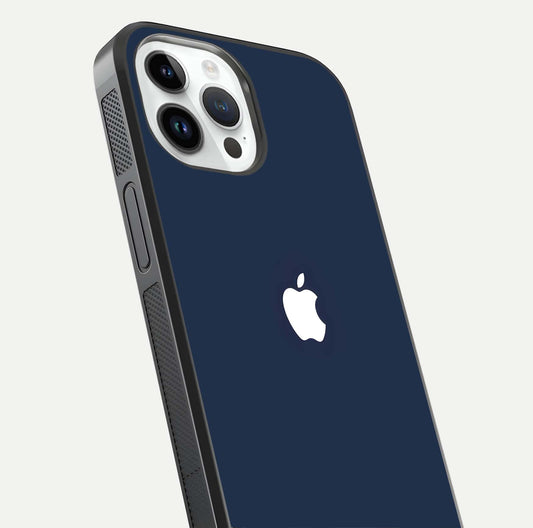 Minimal Apple Night Glass Case for iPhone 14 Pro close-up angled shot showing clean reflection and soft tone