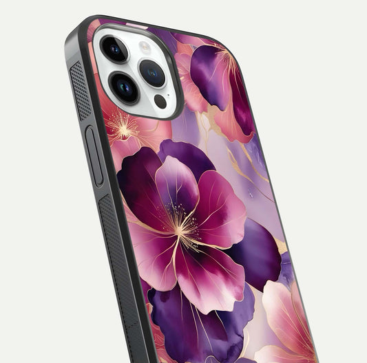 Pink Bouquet Florals Glass Case For iPhone 14 Pro
