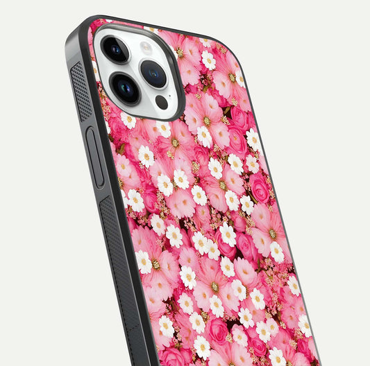 Pink Daisy Bliss Glass Case For iPhone 14 Pro