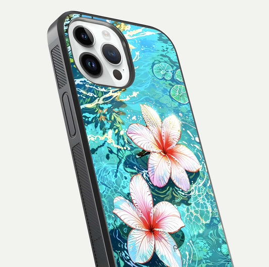 Pink Flowers in Water Glass Case For iPhone 14 Pro