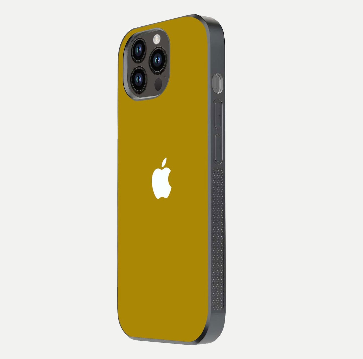 Golden Luxe Aura Glass Case for iPhone 14 Pro Max side-angle image showing reflection clarity and aura glow