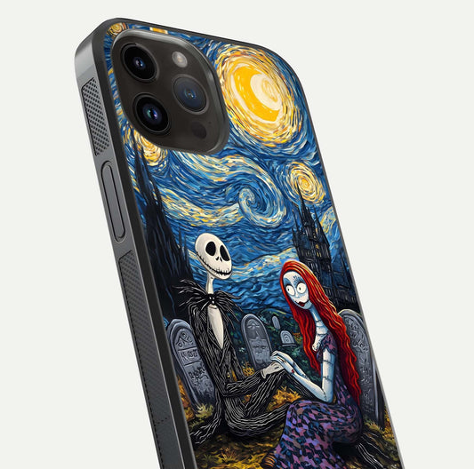 Eternal Night Love Glass Case for iPhone 14 Pro Max close-up highlighting stars and reflection glow