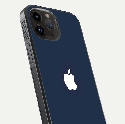 Minimal Apple Night Glass Case for iPhone 14 Pro Max close-up angled shot showing clean reflection and soft tone
