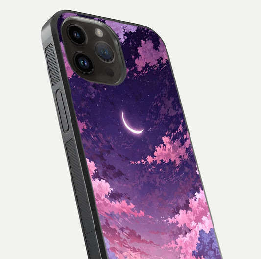 Sky Drift Clouds Glass Case for iPhone 14 Pro Max close-up angled shot highlighting cloud texture and reflection