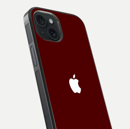 Apple Crimson Core Glass Case for iPhone 15 close-up angle showing deep crimson tone and HD glass reflection
