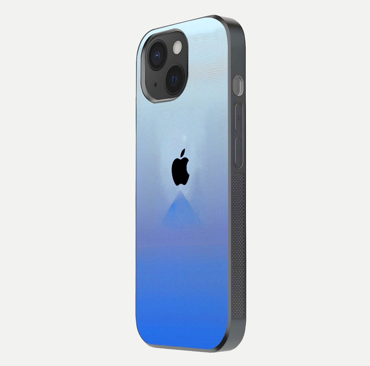 Gradient Apple Vibe Glass Case for iPhone 15 side-angle image showing reflection glow and elegant surface