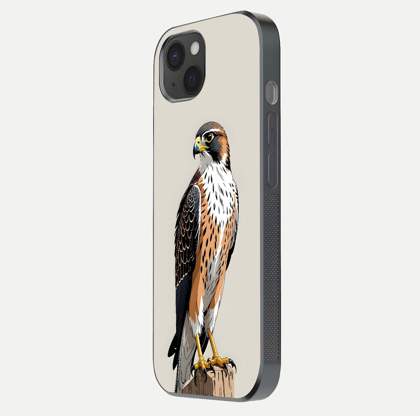 Clever Eagle Glass Case for iPhone 15 Plus side-angle photo capturing edge polish and shine reflection