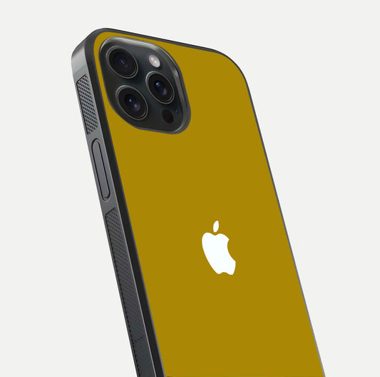 Golden Luxe Aura Glass Case for iPhone 15 Pro close-up angled shot showing metallic shine and light reflection