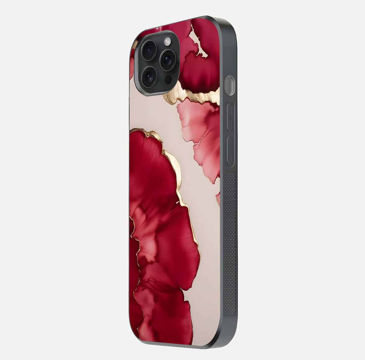 Pink & White Marble Glass Case For iPhone 15 Pro