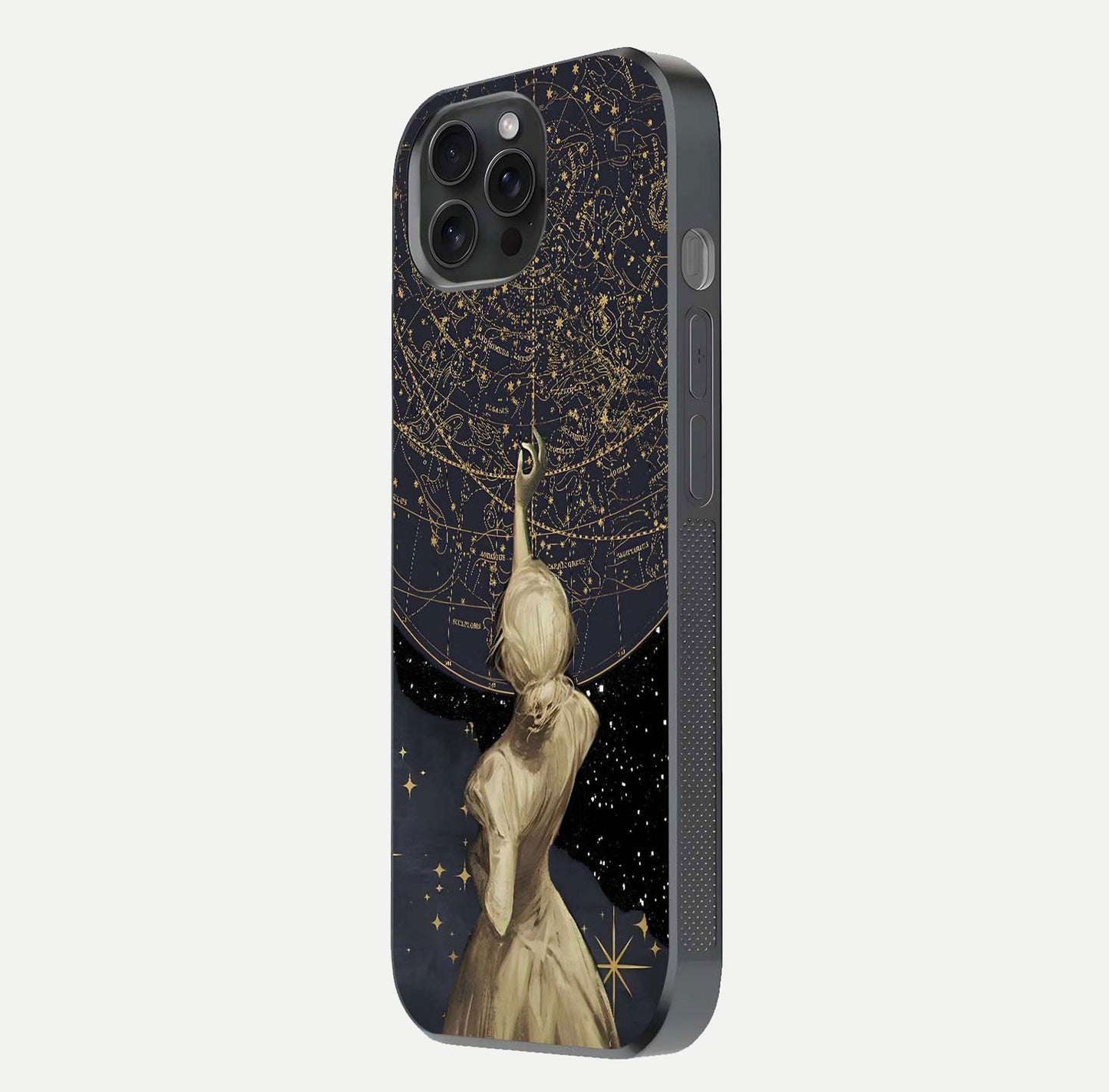 Taylor Swift Girl Glass Case for iPhone 15 Pro side-angle image showing glossy surface and color tone