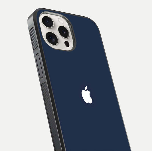 Minimal Apple Night Glass Case for iPhone 15 Pro Max close-up angled shot showing clean reflection and soft tone