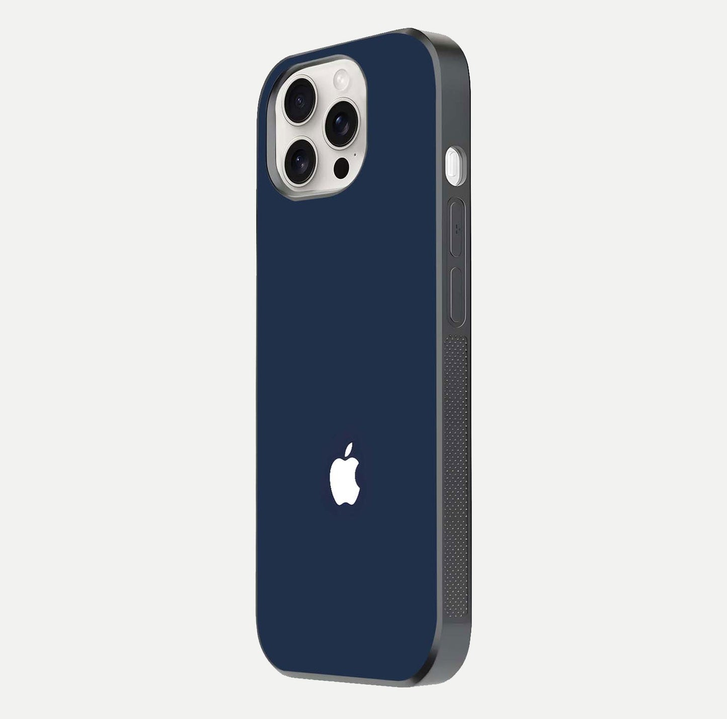 Minimal Apple Night Glass Case for iPhone 15 Pro Max side-angle image showing sleek reflection and clean gloss