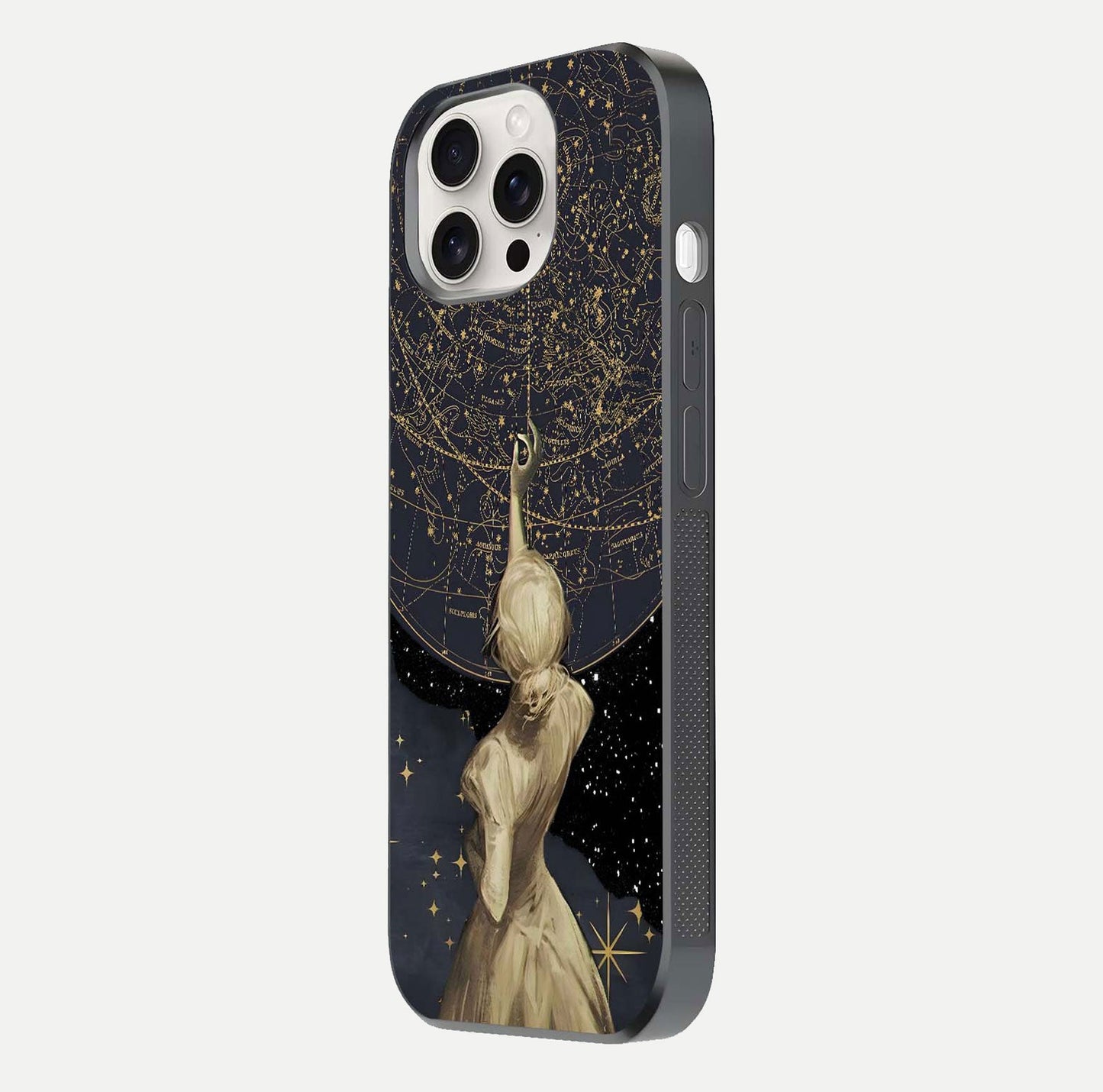 Taylor Swift Girl Glass Case for iPhone 15 Pro Max side-angle image showing glossy surface and color tone
