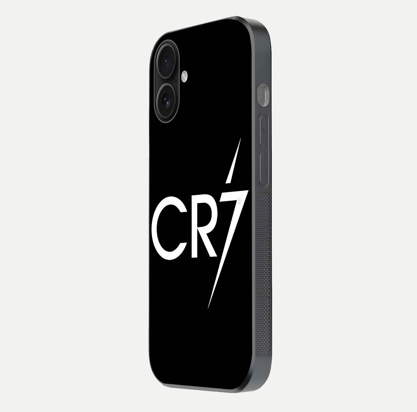 CR7 Elite Strike Glass Case for iPhone 16 side-angle image showing polished edges and vibrant design