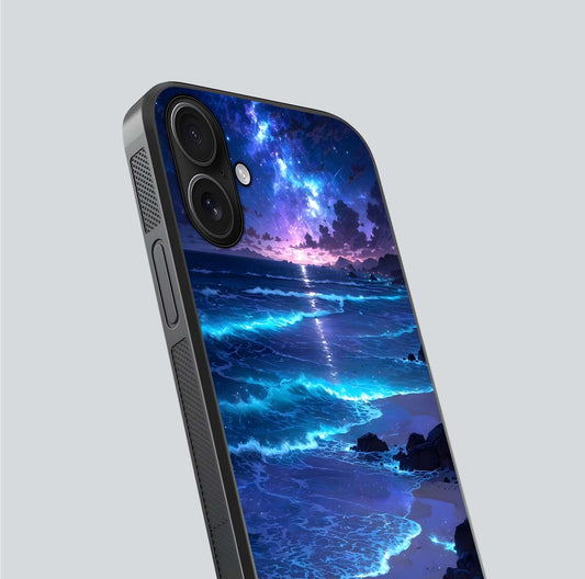 Classic Damn Look Glass Case for iPhone 16 close-up highlighting quote text and reflection shine