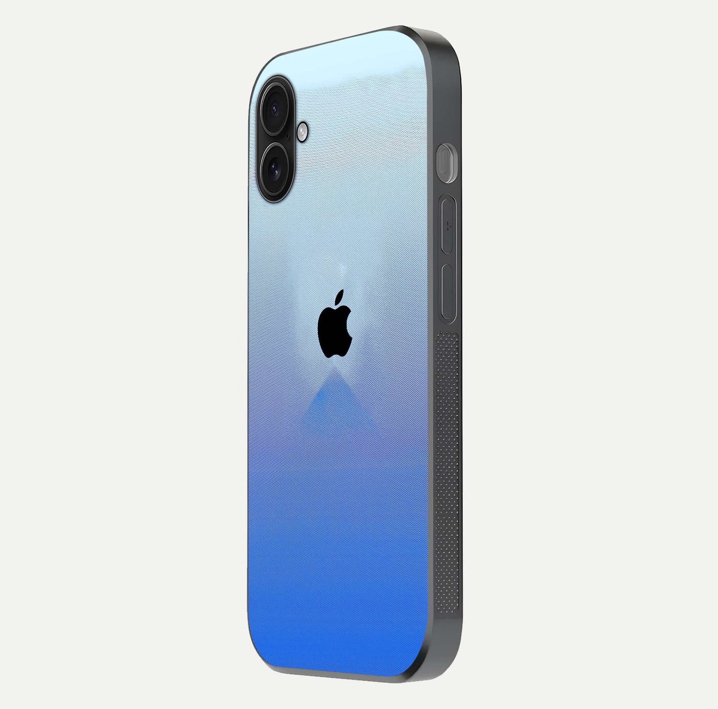 Gradient Apple Vibe Glass Case for iPhone 16 Plus side-angle image showing reflection glow and elegant surface