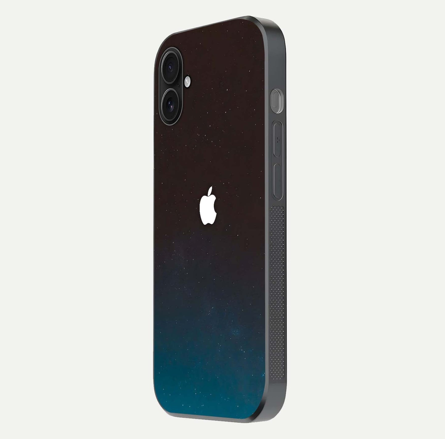 Green Emerald Apple Logo Glass Case for iPhone 16 Plus side-angle image showing reflection polish and rich emerald hue