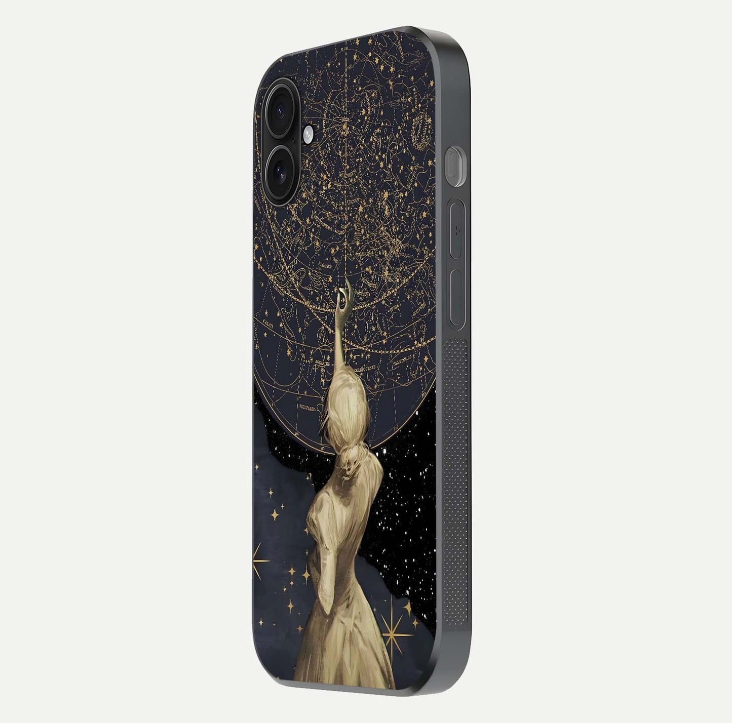 Taylor Swift Girl Glass Case for iPhone 16 Plus side-angle image showing glossy surface and color tone