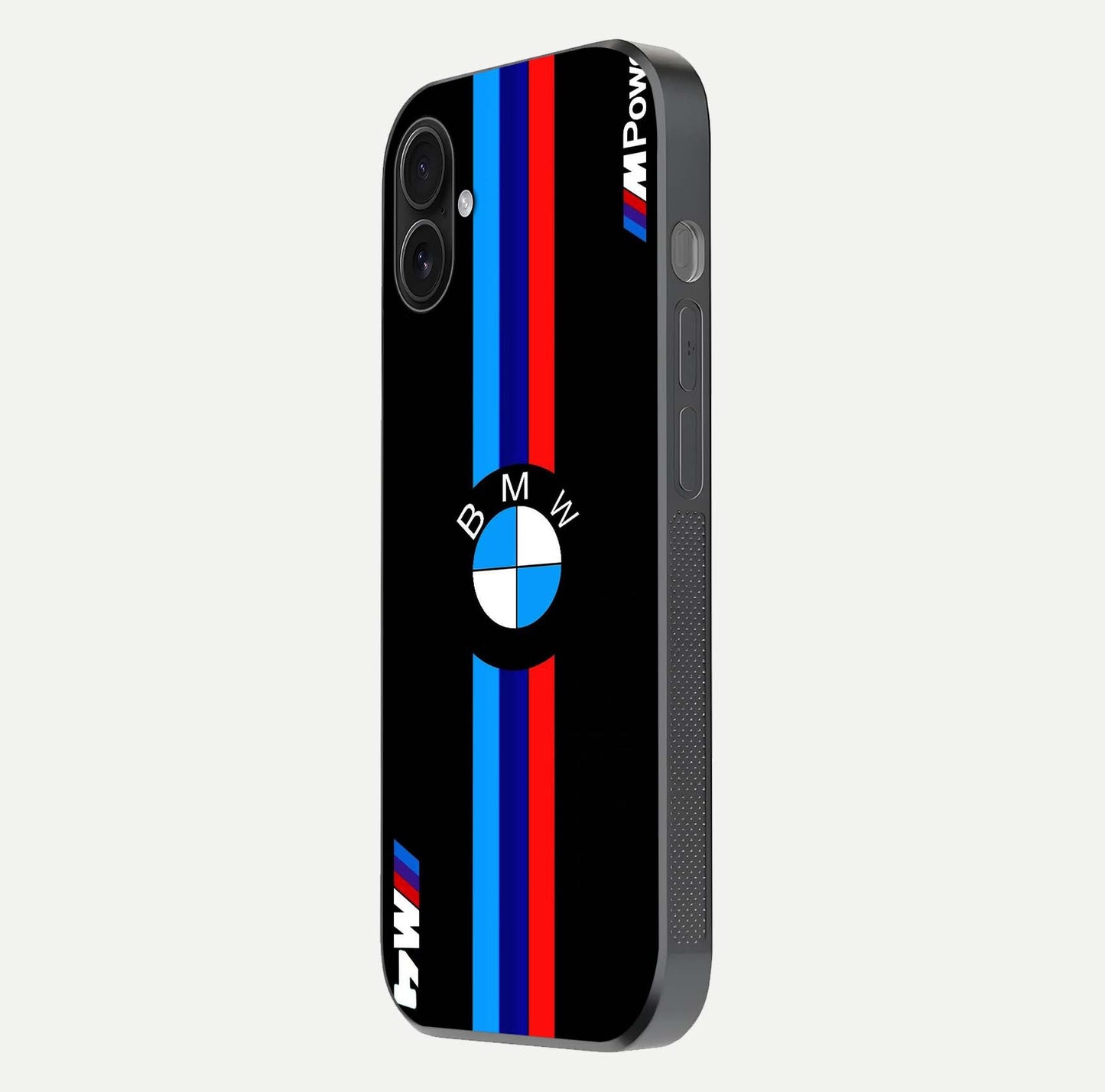 Turbo BMW Beast Glass Case for iPhone 16 Pro side-angle image showing reflection and sleek edge styling