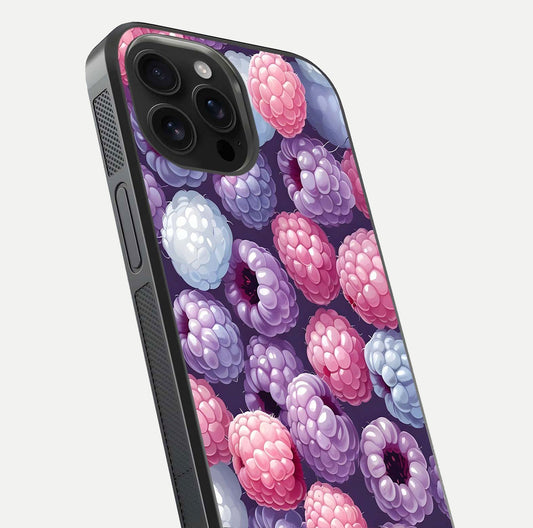 Berry Candy Pop Glass Case for iPhone 16 Pro Max close-up shot revealing candy-style texture and reflective surface