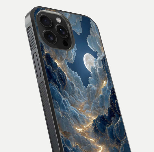 Celestial Cloud Road Glass Case for iPhone 16 Pro Max close-up view showing road gradient and cloud reflection shine