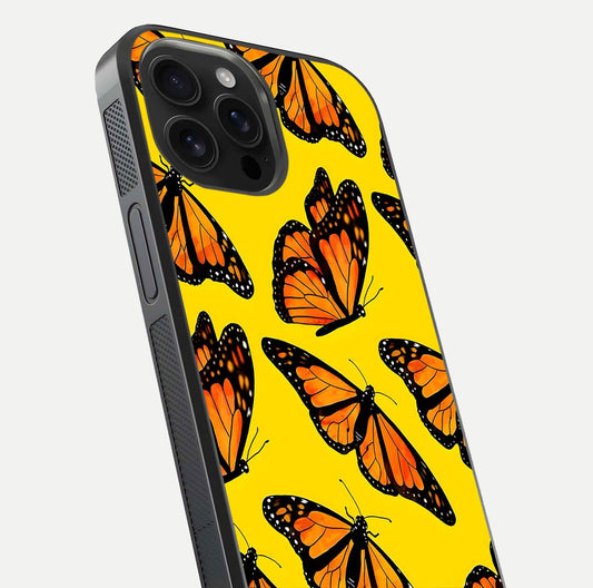 Golden Wing Flight Glass Case for iPhone 16 Pro Max close-up angled shot showing metallic wing texture and shine detail