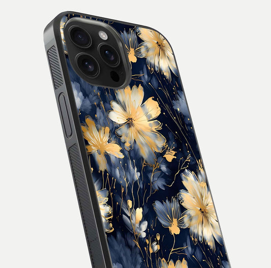 Royal Petal Dream Glass Case for iPhone 16 Pro Max close-up angled shot highlighting petal texture and reflection depth